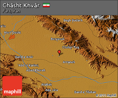 Physical 3D Map of Chāsht Khvār