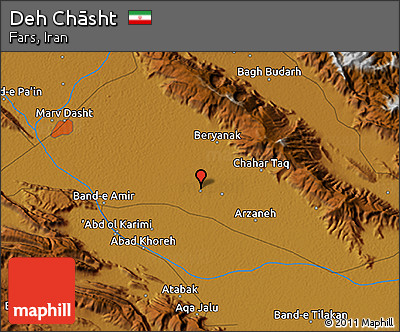 Physical 3D Map of Deh Chāsht