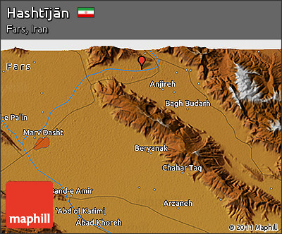 Physical 3D Map of Hashtījān