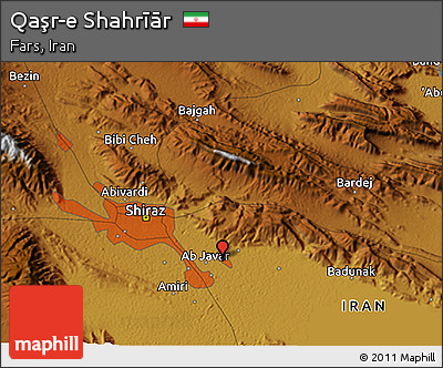 Physical 3D Map of Qaşr-e Shahrīār