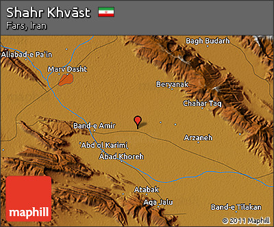 Physical 3D Map of Shahr Khvāst