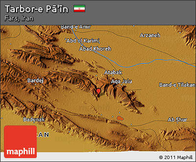 Physical 3D Map of Tarbor-e Pā'īn