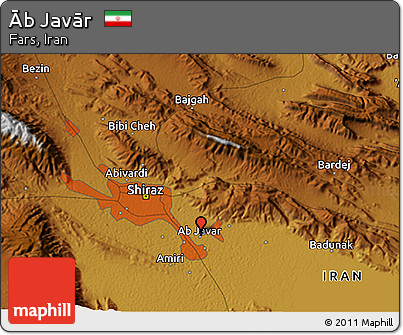 Physical 3D Map of Āb Javār