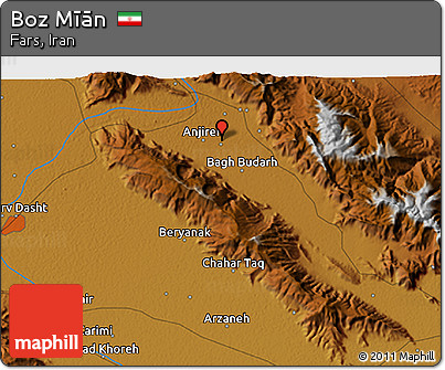 Physical 3D Map of Boz Mīān