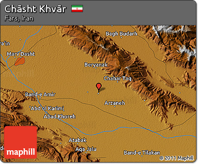 Physical 3D Map of Chāsht Khvār