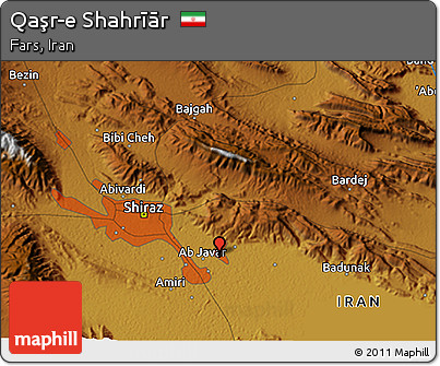 Physical 3D Map of Qaşr-e Shahrīār