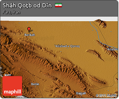 Physical 3D Map of Shāh Qoţb Od Dīn