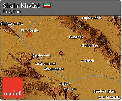 Physical 3D Map of Shahr Khvāst