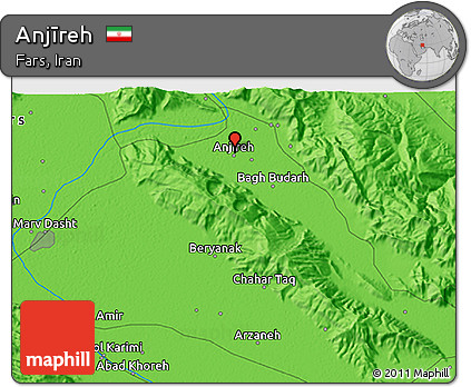 Political 3D Map of Anjīreh