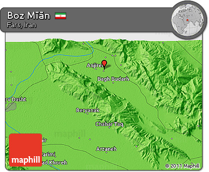 Political 3D Map of Boz Mīān
