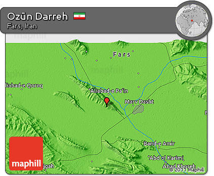 Political 3D Map of Ozūn Darreh