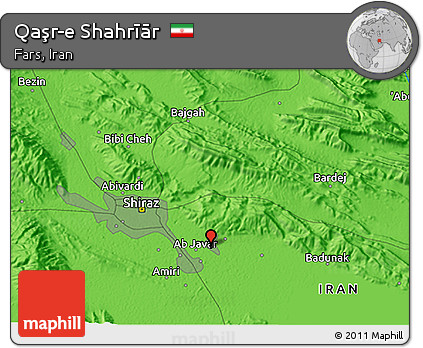 Political 3D Map of Qaşr-e Shahrīār