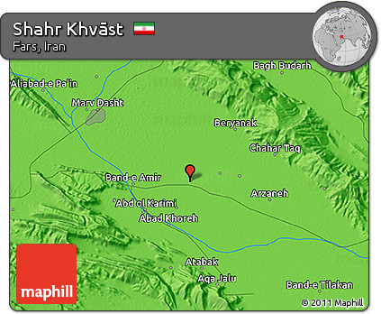 Political 3D Map of Shahr Khvāst