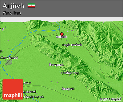 Political 3D Map of Anjīreh