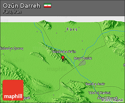Political 3D Map of Ozūn Darreh