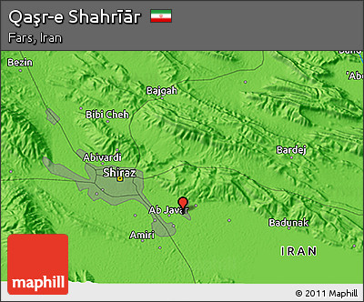 Political 3D Map of Qaşr-e Shahrīār