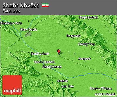 Political 3D Map of Shahr Khvāst