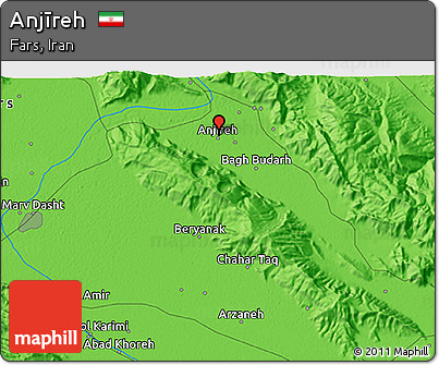 Political 3D Map of Anjīreh