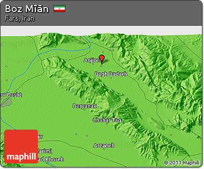 Political 3D Map of Boz Mīān