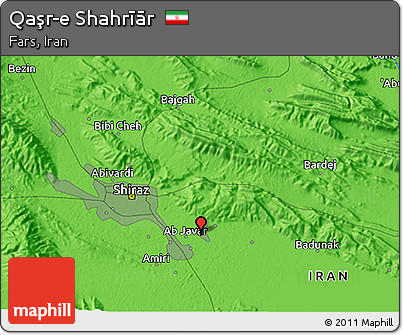Political 3D Map of Qaşr-e Shahrīār