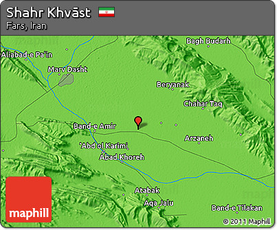 Political 3D Map of Shahr Khvāst