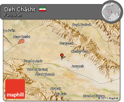 Satellite 3D Map of Deh Chāsht