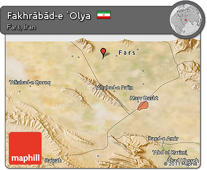 Satellite 3D Map of Fakhrābād-e `Olya