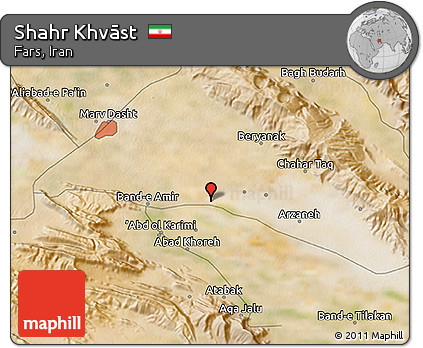 Satellite 3D Map of Shahr Khvāst