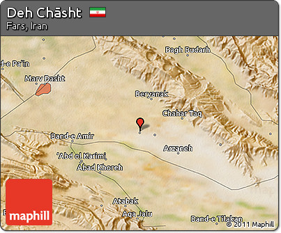 Satellite 3D Map of Deh Chāsht