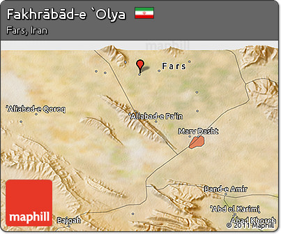 Satellite 3D Map of Fakhrābād-e `Olya
