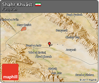 Satellite 3D Map of Shahr Khvāst