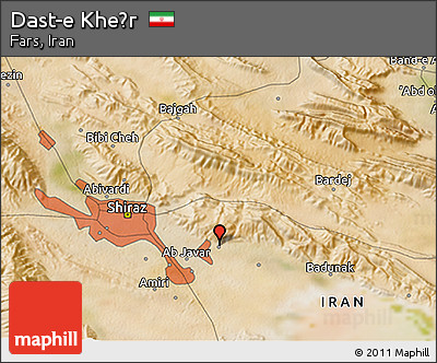 Satellite 3D Map of Dast-e Kheẕr