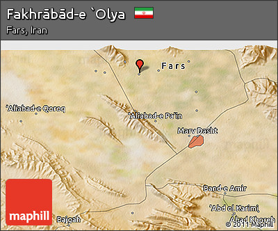 Satellite 3D Map of Fakhrābād-e `Olya