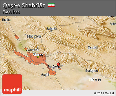 Satellite 3D Map of Qaşr-e Shahrīār