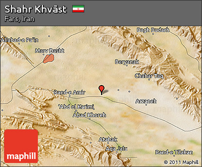 Satellite 3D Map of Shahr Khvāst