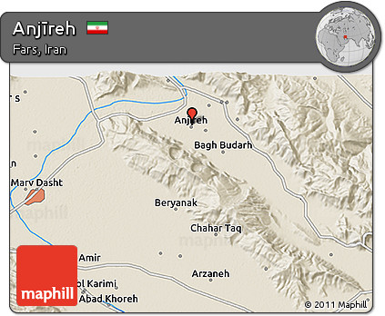 Shaded Relief 3D Map of Anjīreh