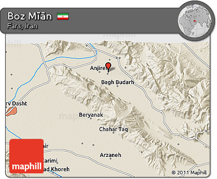 Shaded Relief 3D Map of Boz Mīān