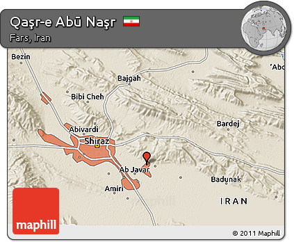Shaded Relief 3D Map of Qaşr-e Abū Naşr