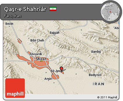 Shaded Relief 3D Map of Qaşr-e Shahrīār
