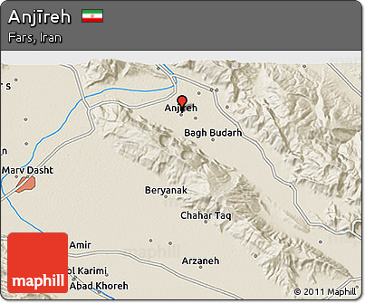 Shaded Relief 3D Map of Anjīreh