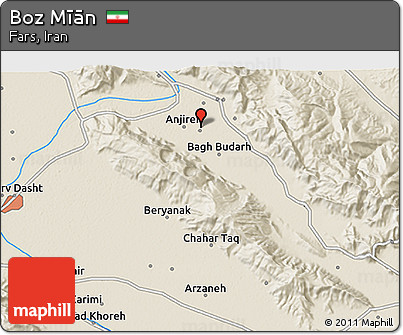 Shaded Relief 3D Map of Boz Mīān