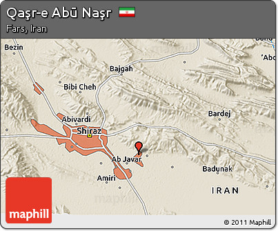 Shaded Relief 3D Map of Qaşr-e Abū Naşr