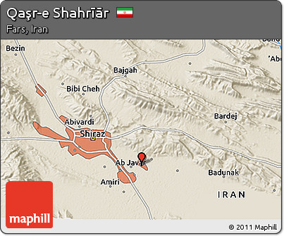 Shaded Relief 3D Map of Qaşr-e Shahrīār