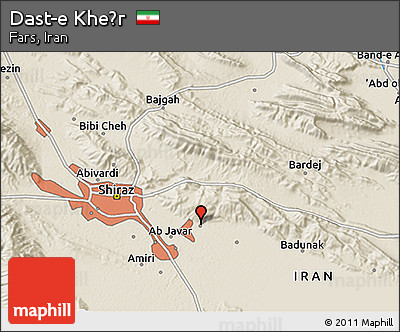 Shaded Relief 3D Map of Dast-e Kheẕr