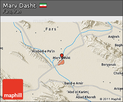 Shaded Relief 3D Map of Marv Dasht
