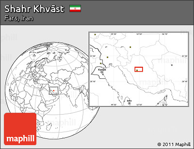 Blank Location Map of Shahr Khvāst