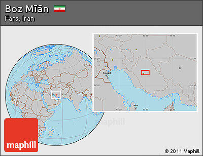 Gray Location Map of Boz Mīān