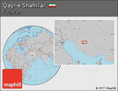 Gray Location Map of Qaşr-e Shahrīār