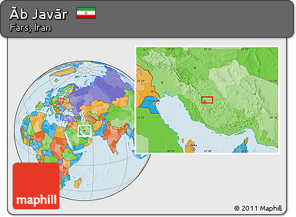 Political Location Map of Āb Javār