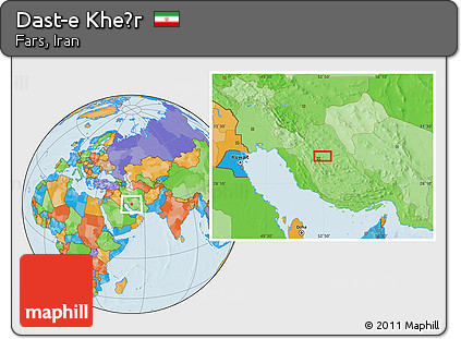 Political Location Map of Dast-e Kheẕr